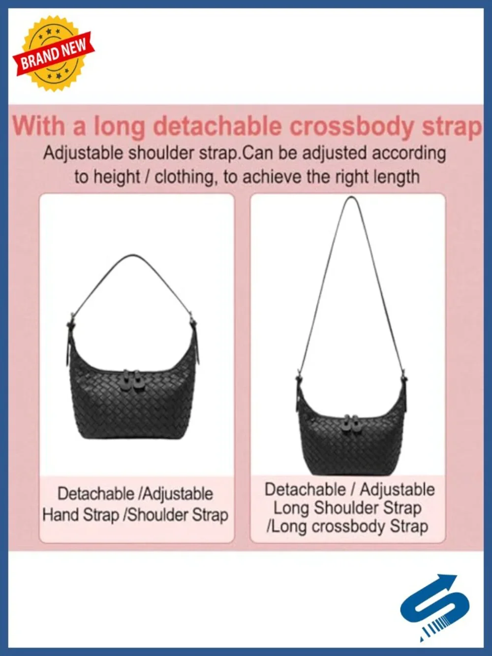 Women's Woven Hobo Shoulder Bag Crossbody Tote with Top Zipper